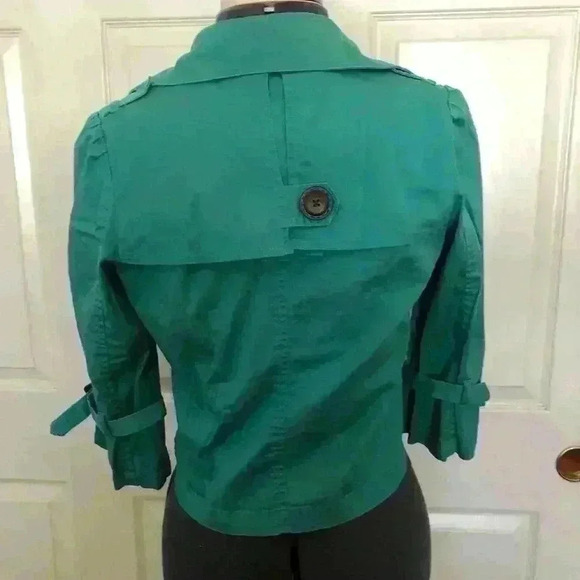 American Rag Cie Teal buckle 3/4 sleeve jacket Womens Small - Picture 3 of 5